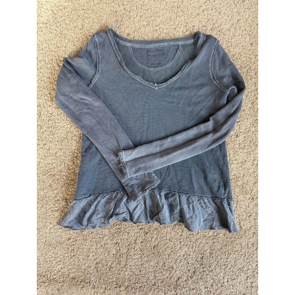 We The Free Free People Peplum Sweater S Distressed Cotton Boho Button Up - Picture 1 of 6